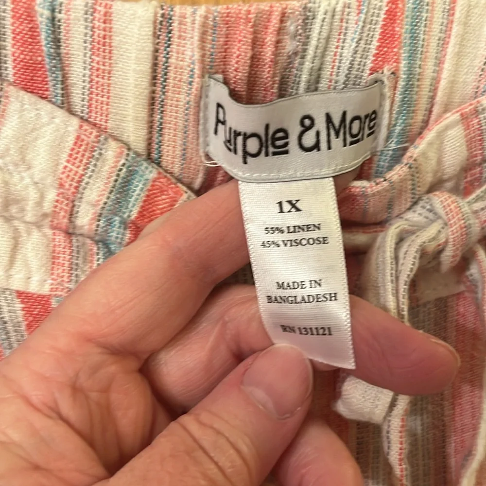 Purple & More striped linen and ants size 1X - Picture 4 of 6